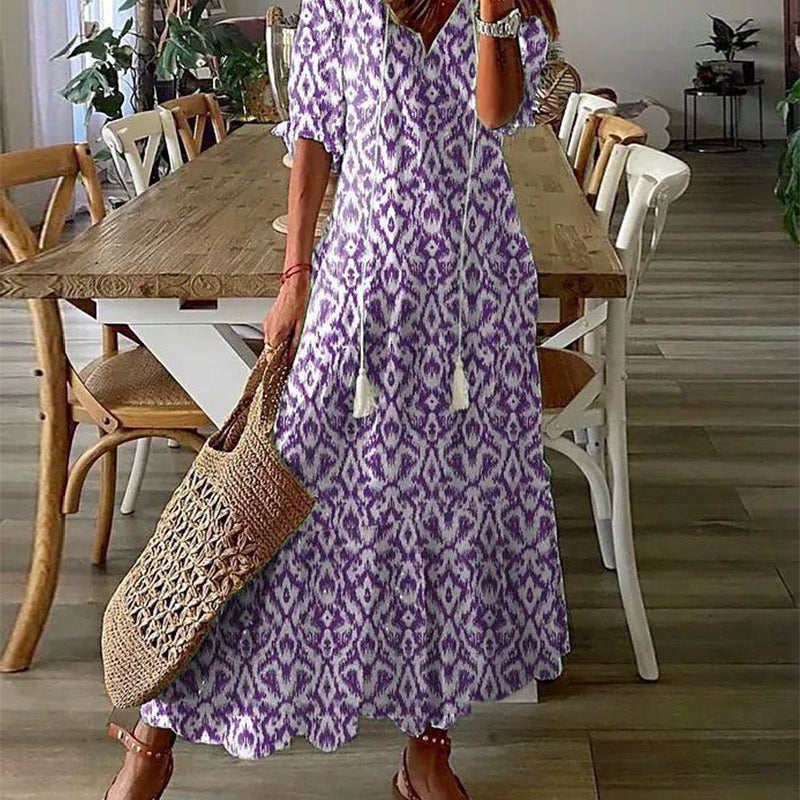 Isaure | Robe longue bohème imprimée pour femme