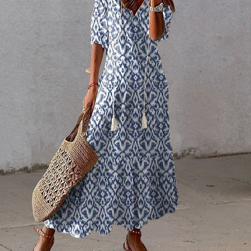 Isaure | Robe longue bohème imprimée pour femme