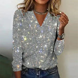 Celie | Pull brillant col en V pour femme
