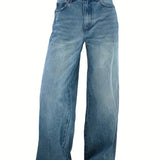 Nora | Jean denim coupe loose à jambes larges pour femme
