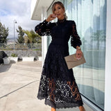Adèle | Robe longue en dentelle ajourée pour femme