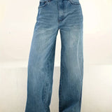 Nora | Jean denim coupe loose à jambes larges pour femme