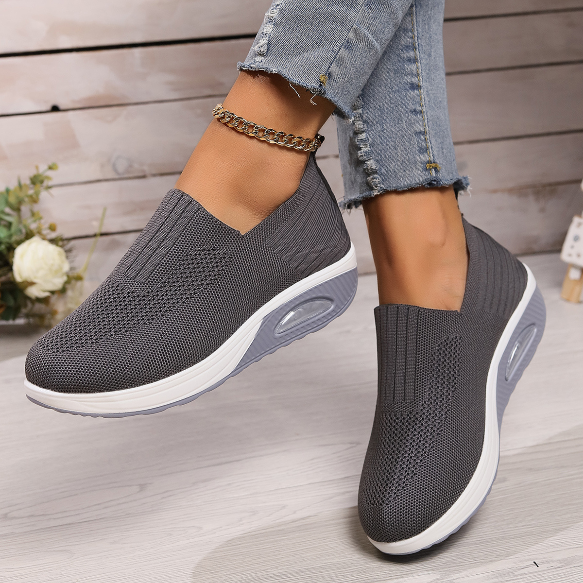 Claire | Sneakers en mesh avec semelle compensée pour femme