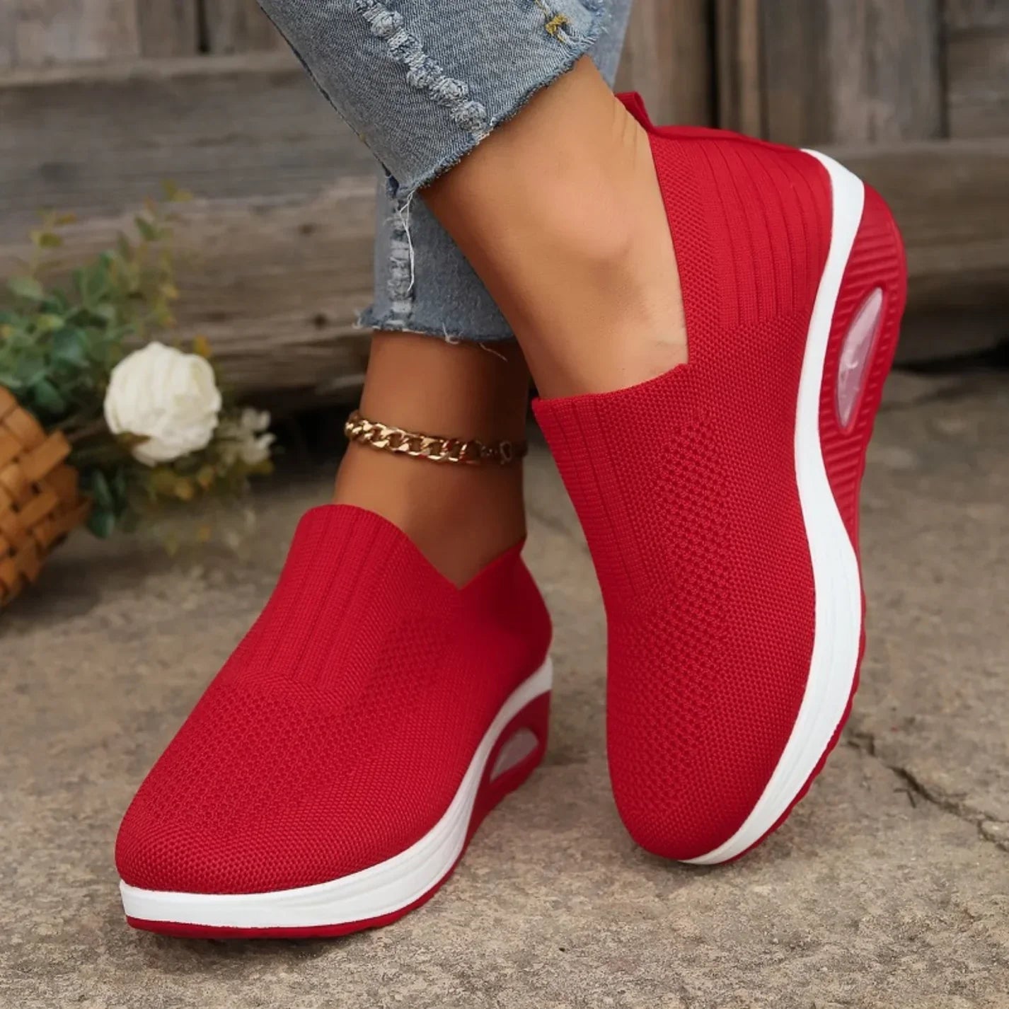 Claire | Sneakers en mesh avec semelle compensée pour femme