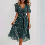 Liora | Robe midi fleurie à col V pour femme
