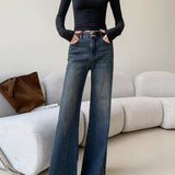 Alice | Jean denim vintage délavé à jambes larges