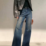 Alice | Jean denim vintage délavé à jambes larges