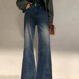 Alice | Jean denim vintage délavé à jambes larges