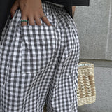 Lina | Pantalon à carreaux casual à jambes larges
