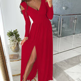 Camélia | Robe longue fendue à col V pour femme