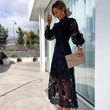Adèle | Robe longue en dentelle ajourée pour femme