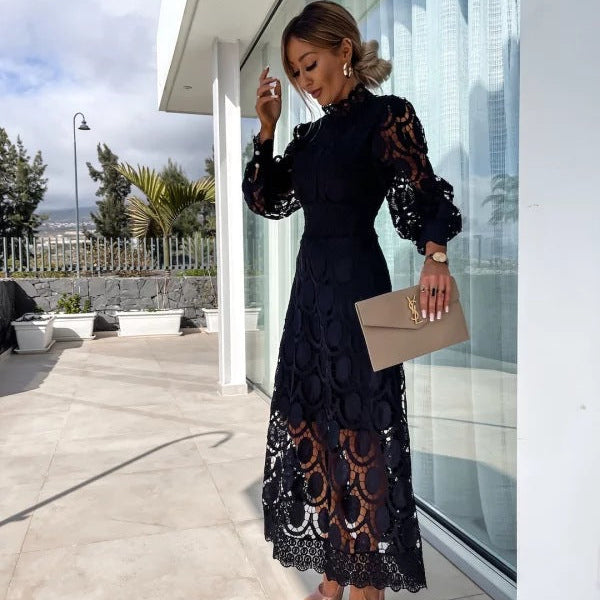 Adèle | Robe longue en dentelle ajourée pour femme