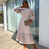 Adèle | Robe longue en dentelle ajourée pour femme