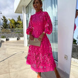 Adèle | Robe longue en dentelle ajourée pour femme