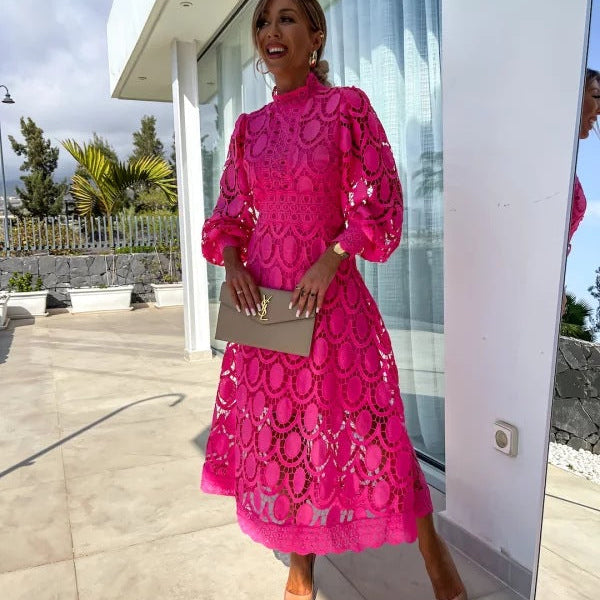 Adèle | Robe longue en dentelle ajourée pour femme