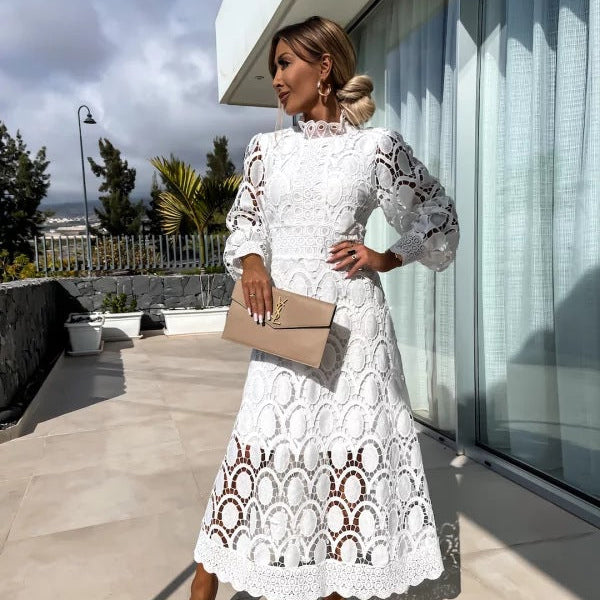 Adèle | Robe longue en dentelle ajourée pour femme