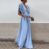 Élina | Robe longue de soirée à col V pour femme