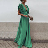 Élina | Robe longue de soirée à col V pour femme