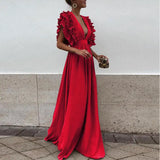 Élina | Robe longue de soirée à col V pour femme
