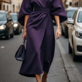 Céleste | Robe midi fluide à manches amples pour femme
