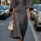 Céleste | Robe midi fluide à manches amples pour femme