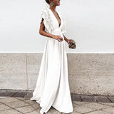Élina | Robe longue de soirée à col V pour femme