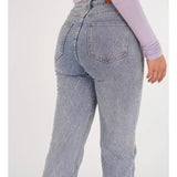 Louna | Jean denim motif diamant coupe regular pour femme
