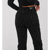 Louna | Jean denim motif diamant coupe regular pour femme