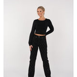 Louna | Jean denim motif diamant coupe regular pour femme
