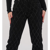 Louna | Jean denim motif diamant coupe regular pour femme